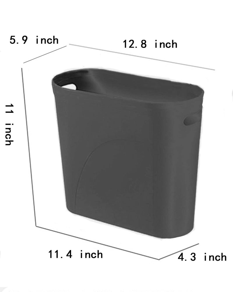 YAZEES Bathroom Small Trash Can, 3 Gallon Slim Plastic, Grey - Image 3